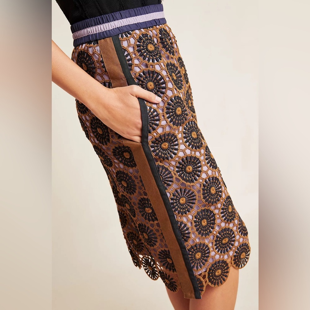 Anthropologie Women’s Current Air Loire Crochet Lace Pencil Skirt Size Medium